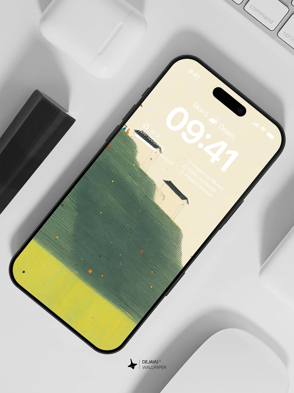 Minimalist Hillside Houses Wallpaper 4K for iPhone Lock Screen
