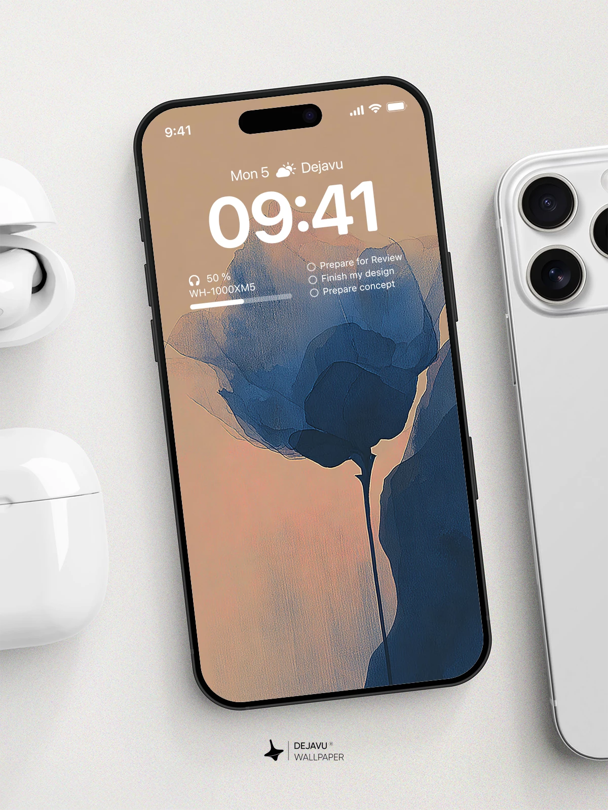 Abstract Blue Flower Wallpaper 4K for iPhone Lock Screen