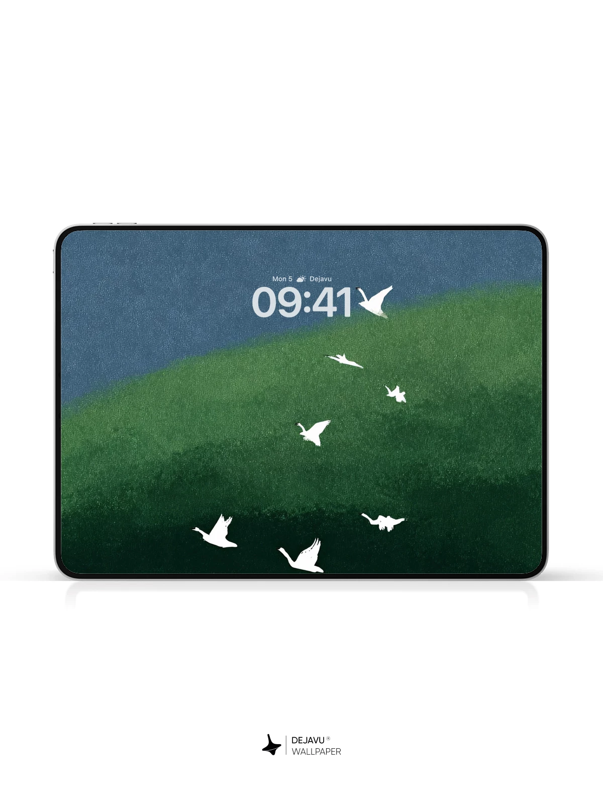 Minimal Green Hill and Birds Wallpaper 4K for iPhone Lock Screen