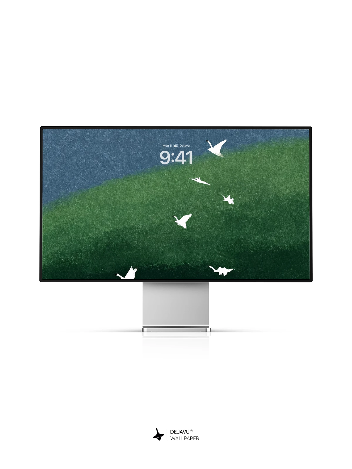 Minimal Green Hill and Birds Wallpaper 4K for iPhone Lock Screen
