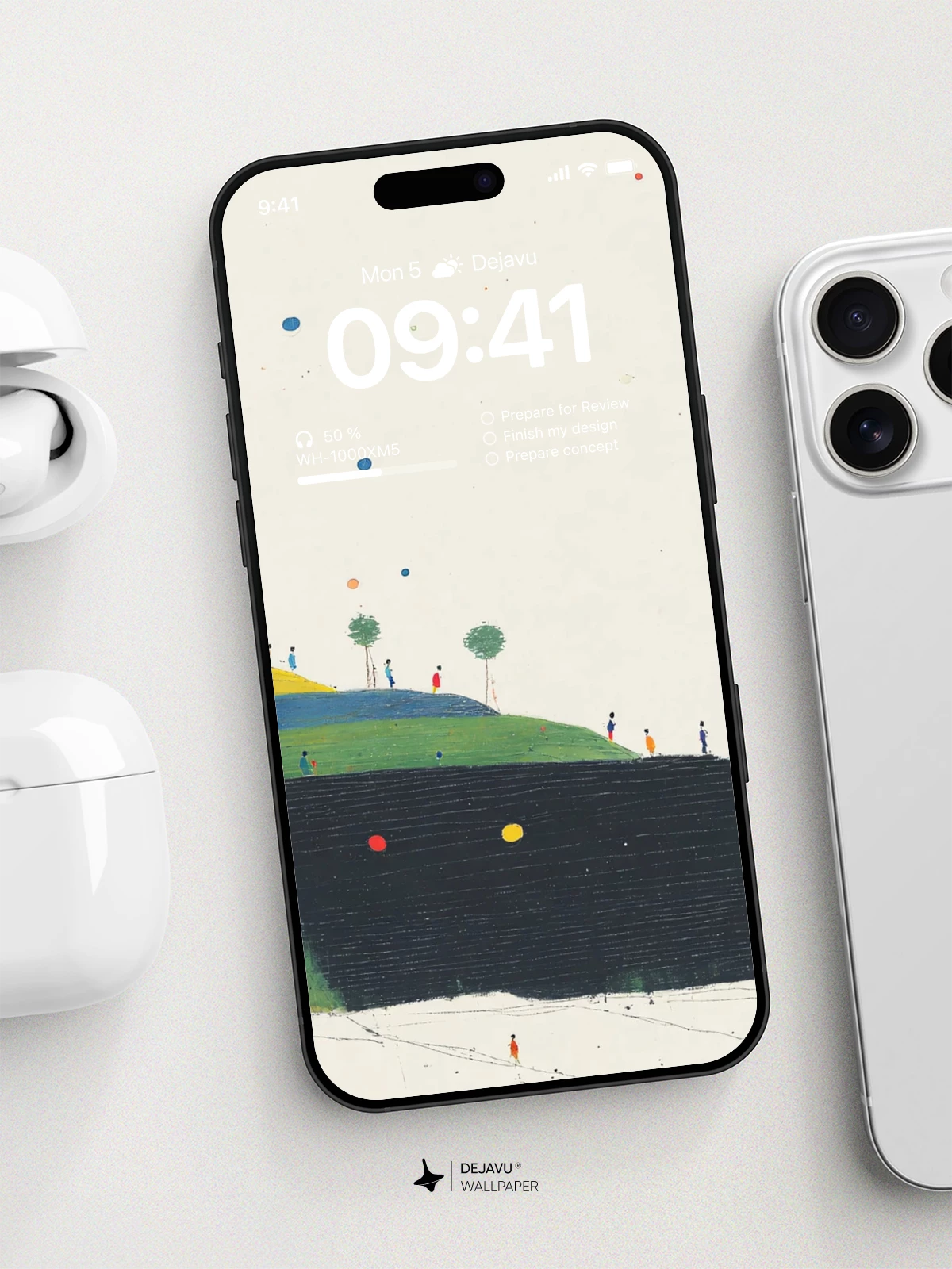 Minimalist Landscape Illustration Wallpaper 4K for iPhone Lock Screen