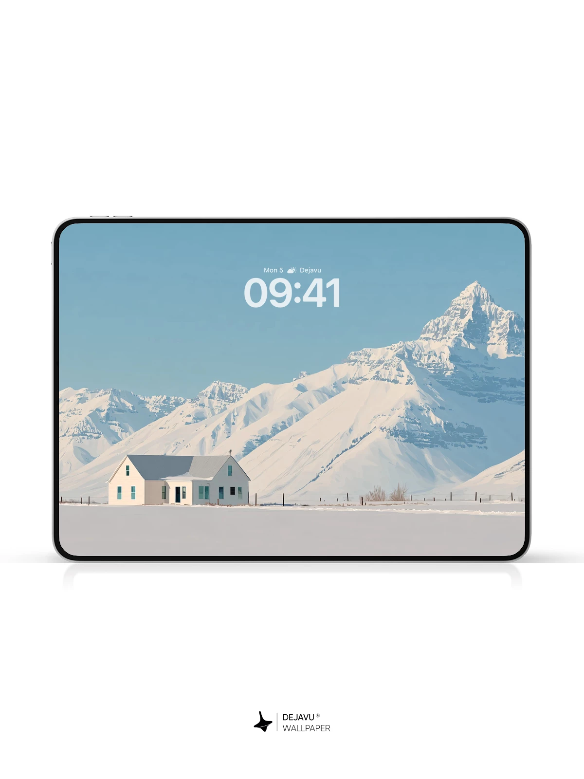 Snowy Mountain Cabin Wallpaper 4K Minimal Lock Screen Wallpaper