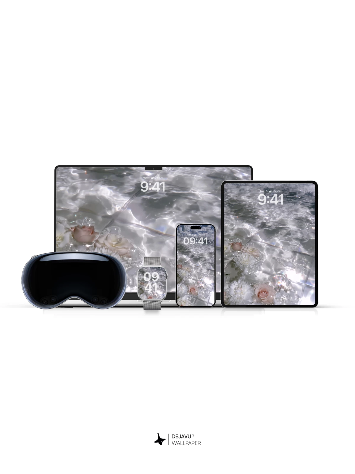 White Flowers Water Reflection Wallpaper 4K for iPhone Lock Screen