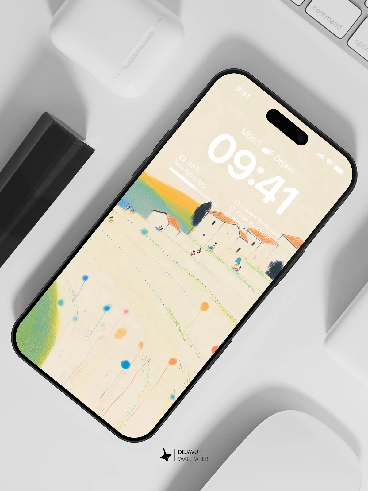 Pastel Landscape Village Wallpaper 4K for iPhone Lock Screen