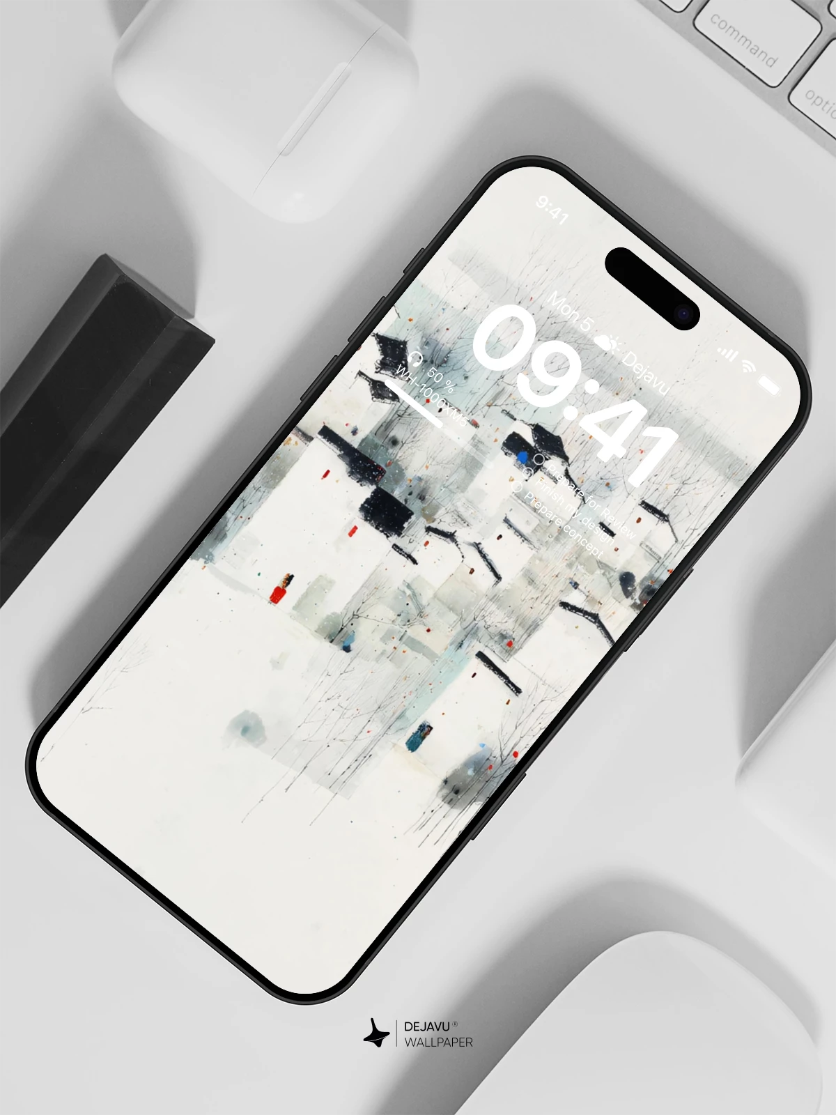 水墨村庄雪景 Wallpaper 4K for iPhone Lock Screen