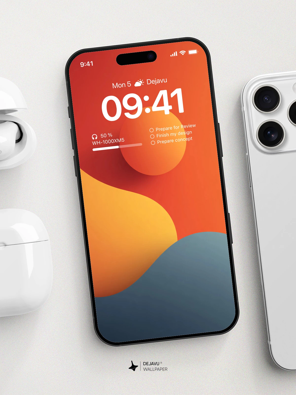 Minimal Abstract Orange Blue Wallpaper 4K for iPhone Lock Screen