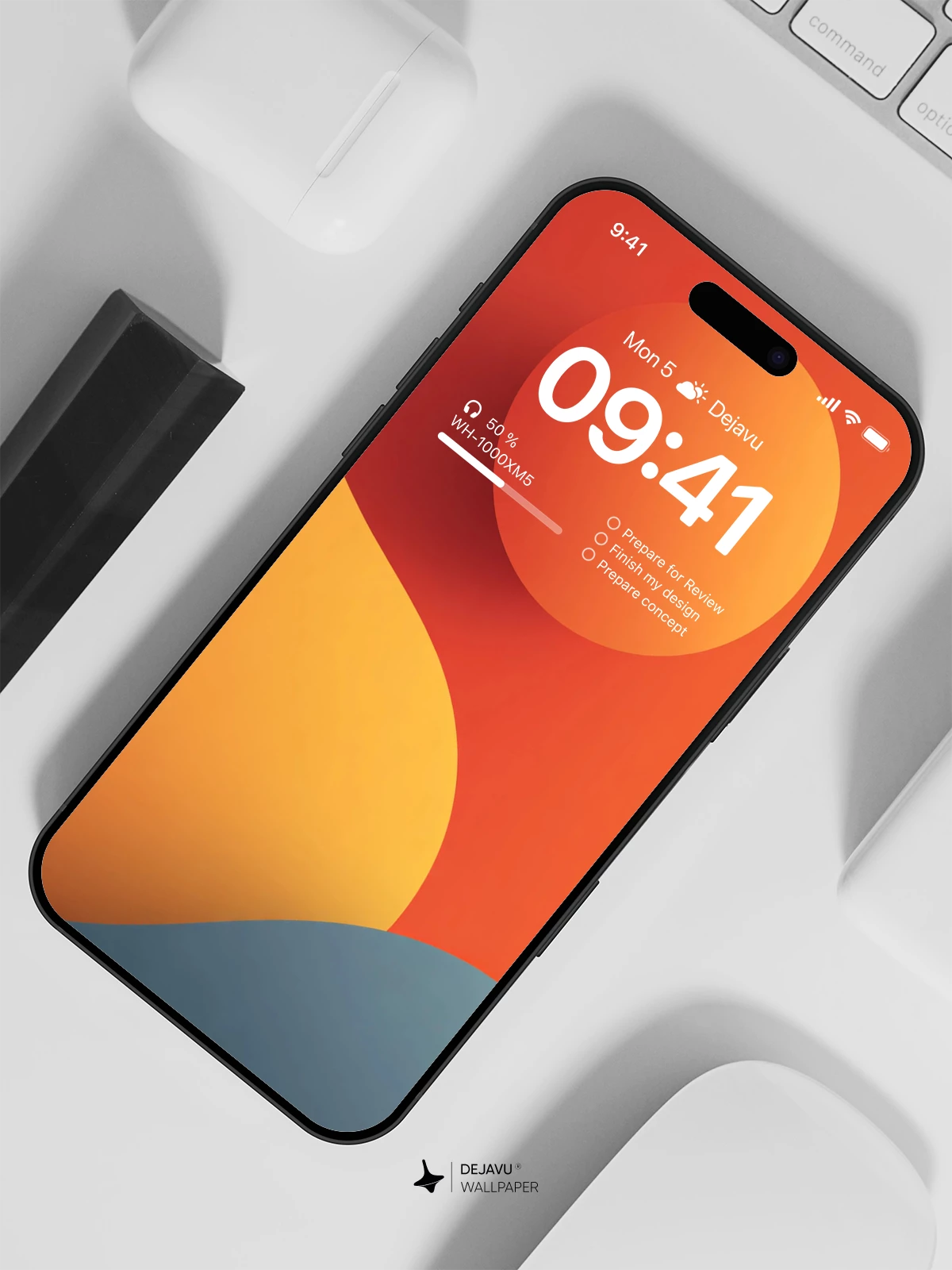 Minimal Abstract Orange Blue Wallpaper 4K for iPhone Lock Screen
