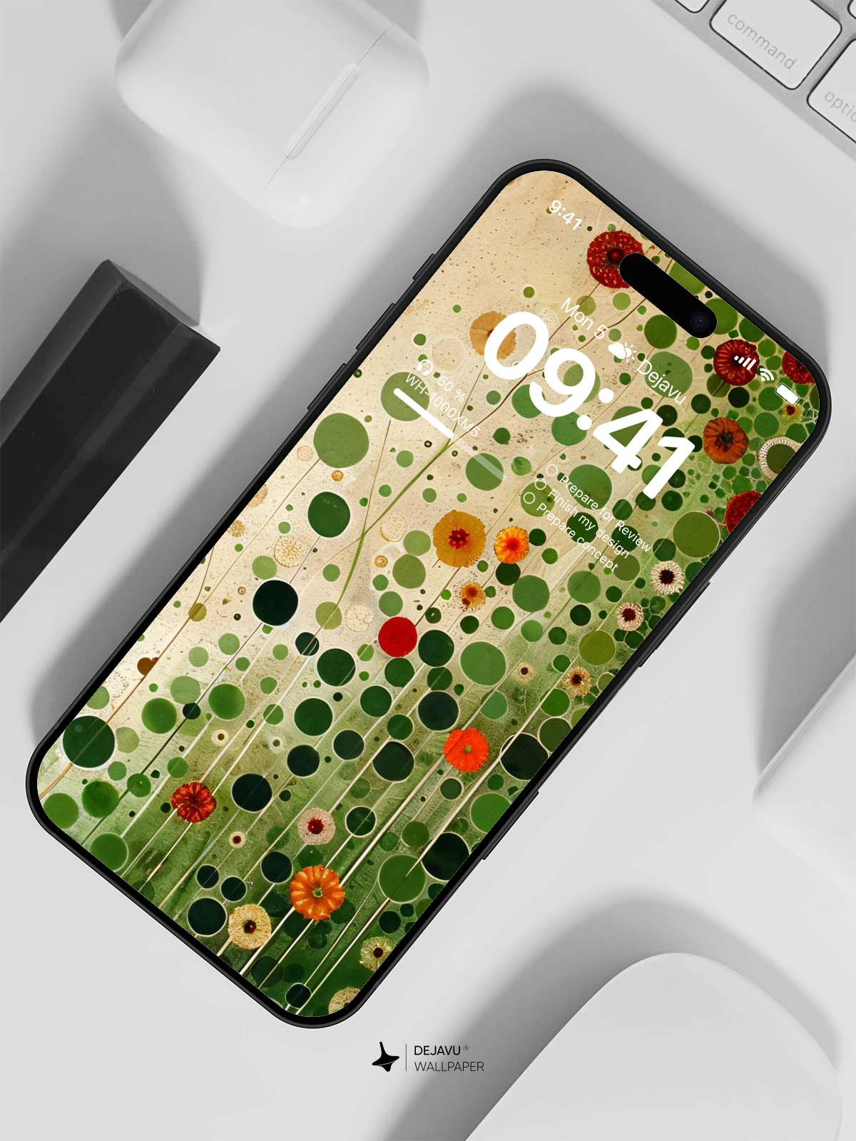 Green Abstract Floral Wallpaper 4K for iPhone Lock Screen
