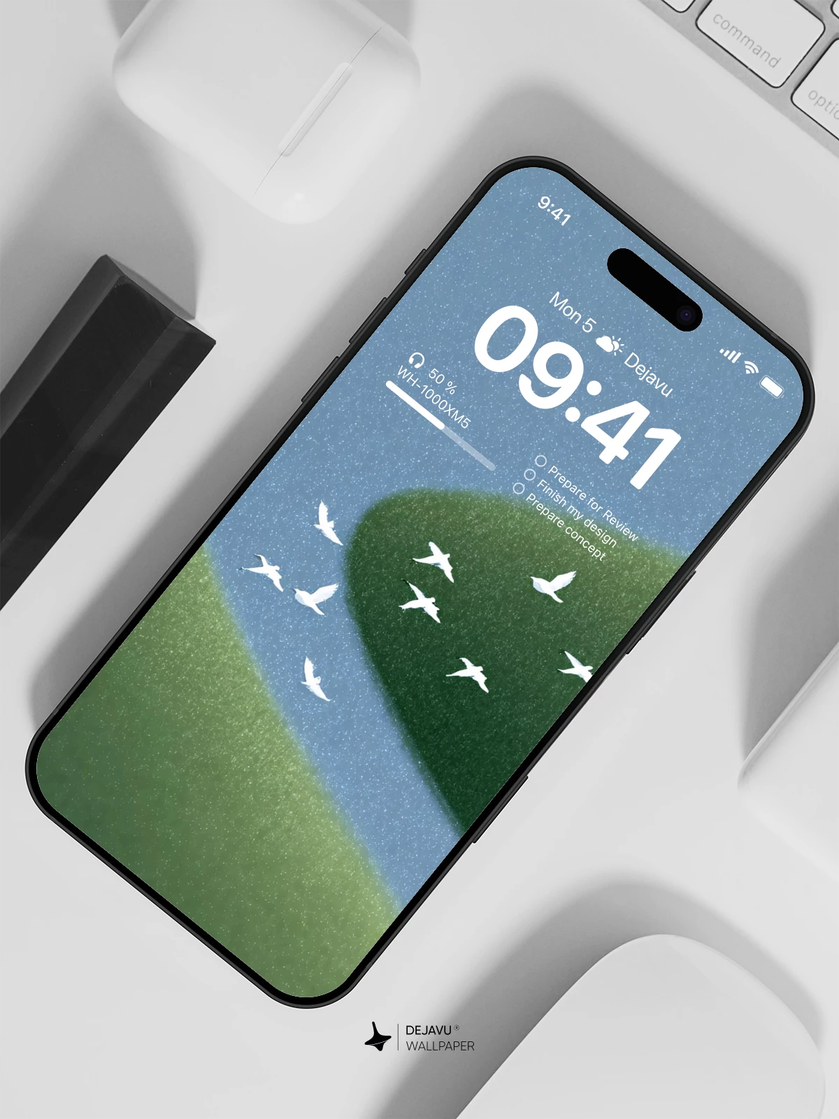 Green Hills and Birds Wallpaper 4K for iPhone Lock Screen