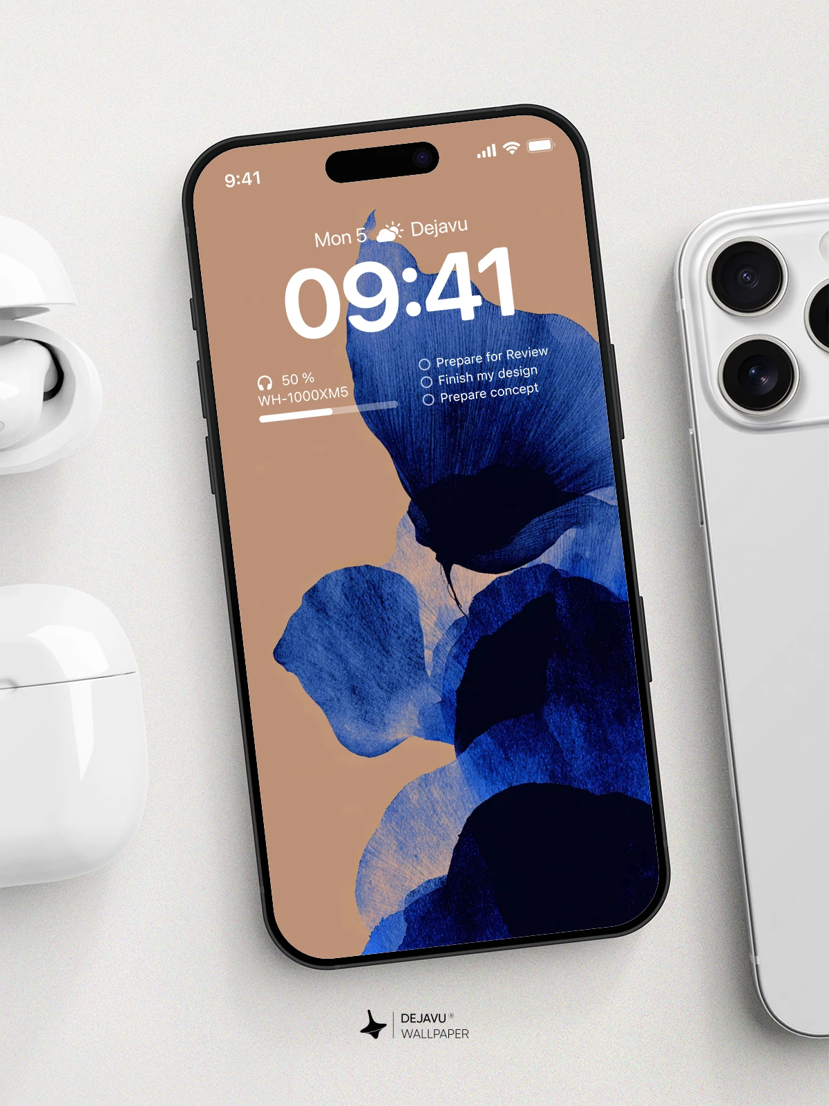 Blue Abstract Petals Wallpaper 4K for iPhone Lock Screen