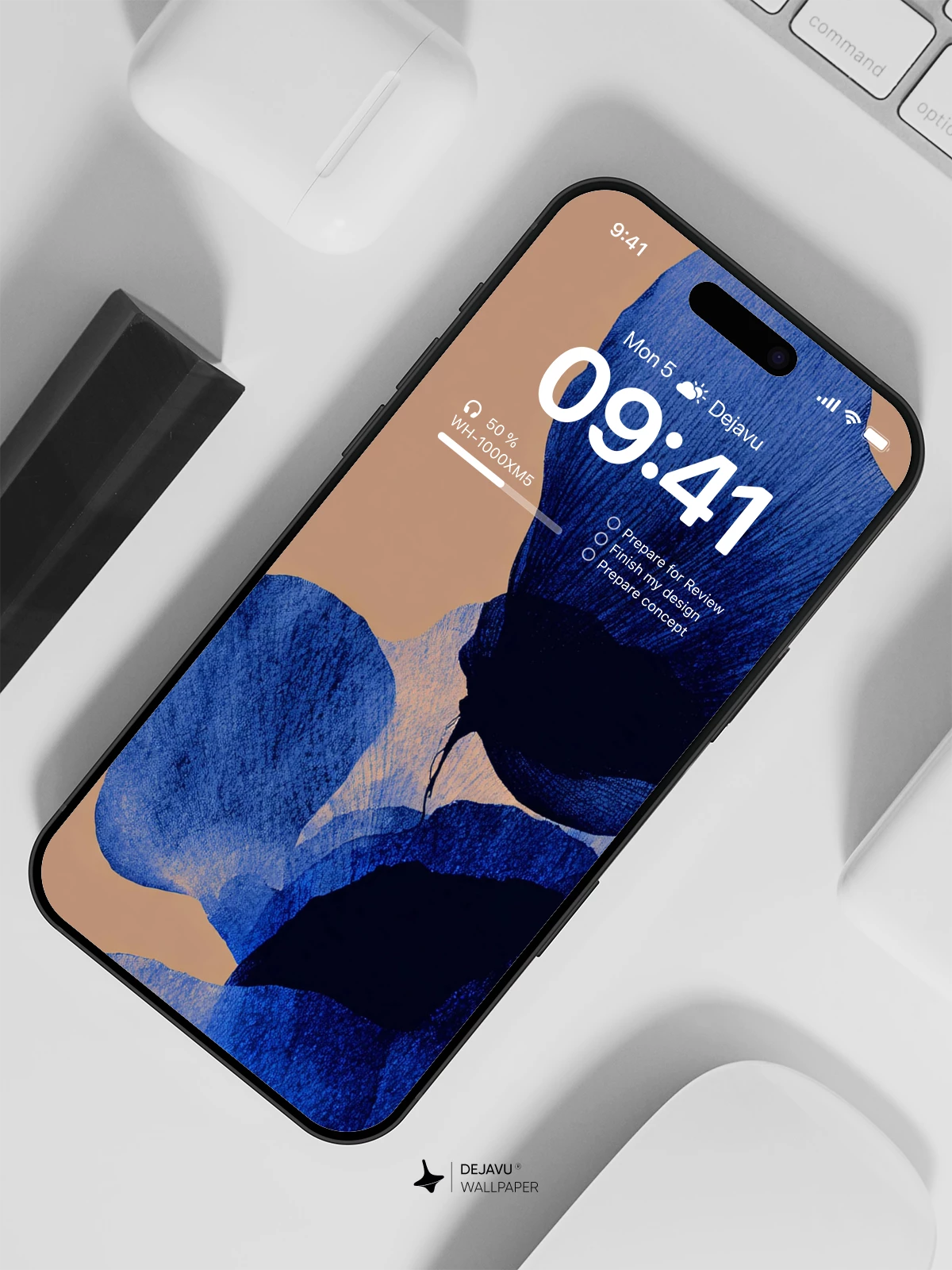Blue Abstract Petals Wallpaper 4K for iPhone Lock Screen