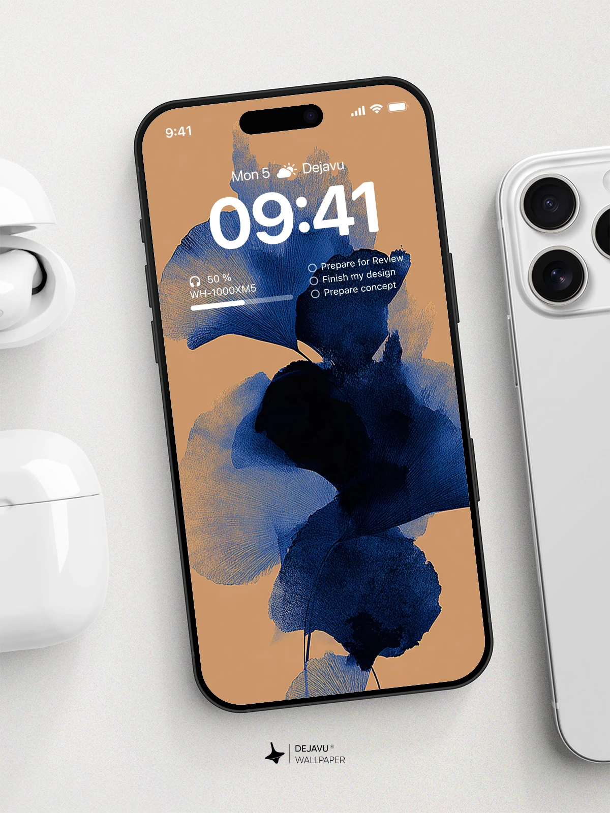 Blue Ginkgo Leaves Wallpaper 4K for iPhone Lock Screen
