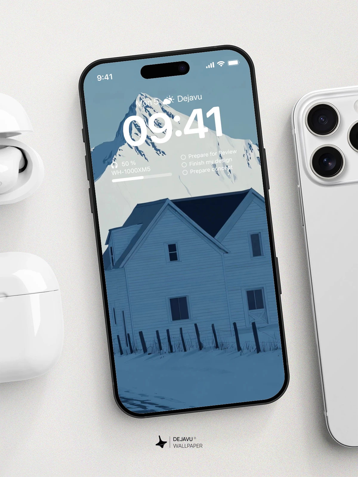 Snowy Mountain House Wallpaper 4K for iPhone Lock Screen