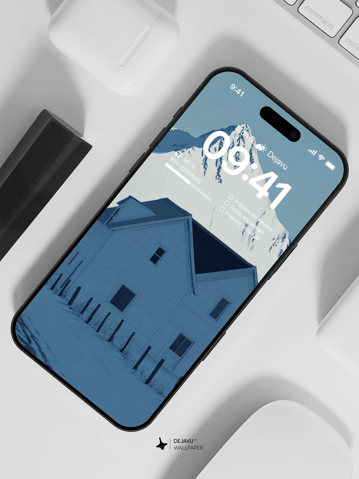 Snowy Mountain House Wallpaper 4K for iPhone Lock Screen