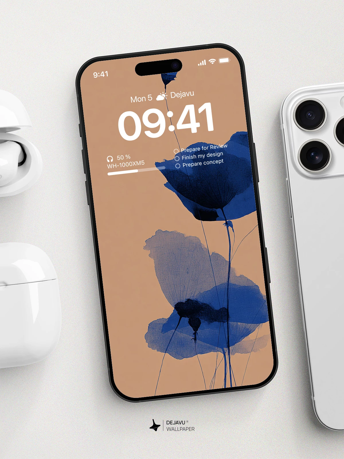 Blue Flower Minimalist Wallpaper 4K AMOLED Display Wallpaper