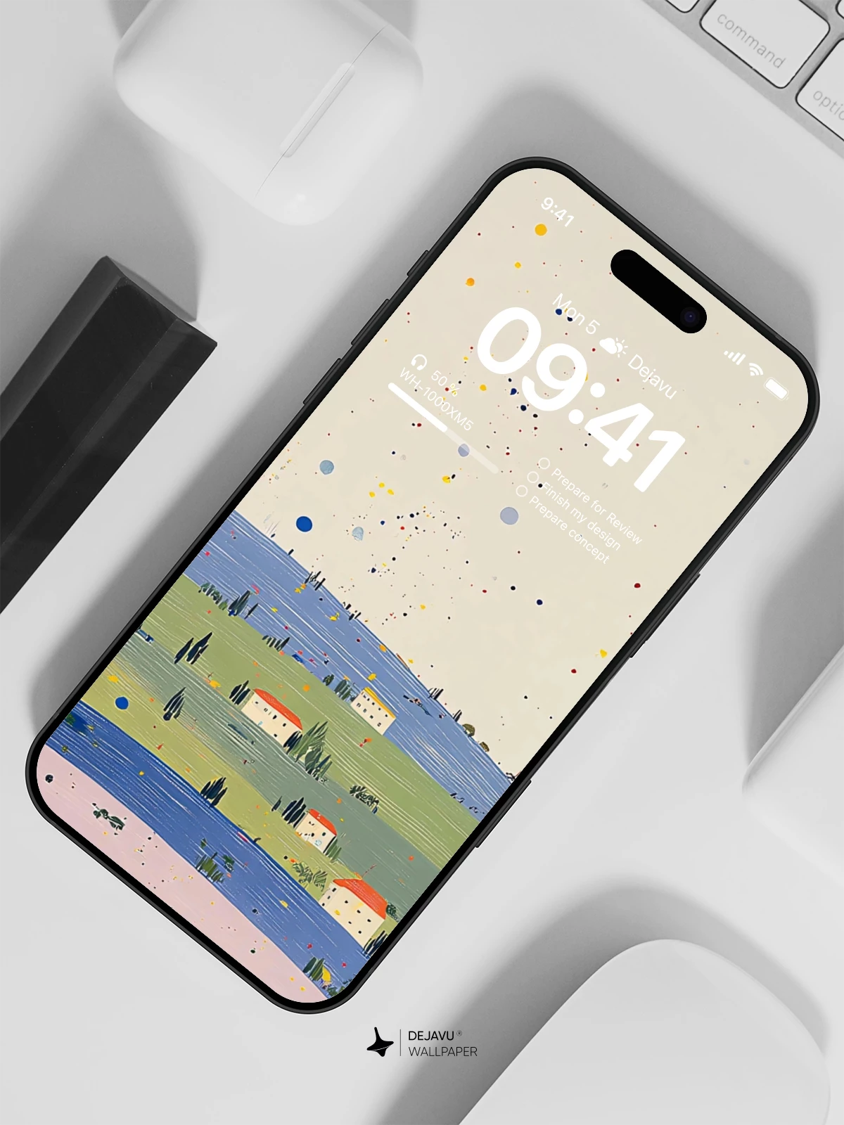 彩色圆点山丘风景 Wallpaper 4K for iPhone Lock Screen