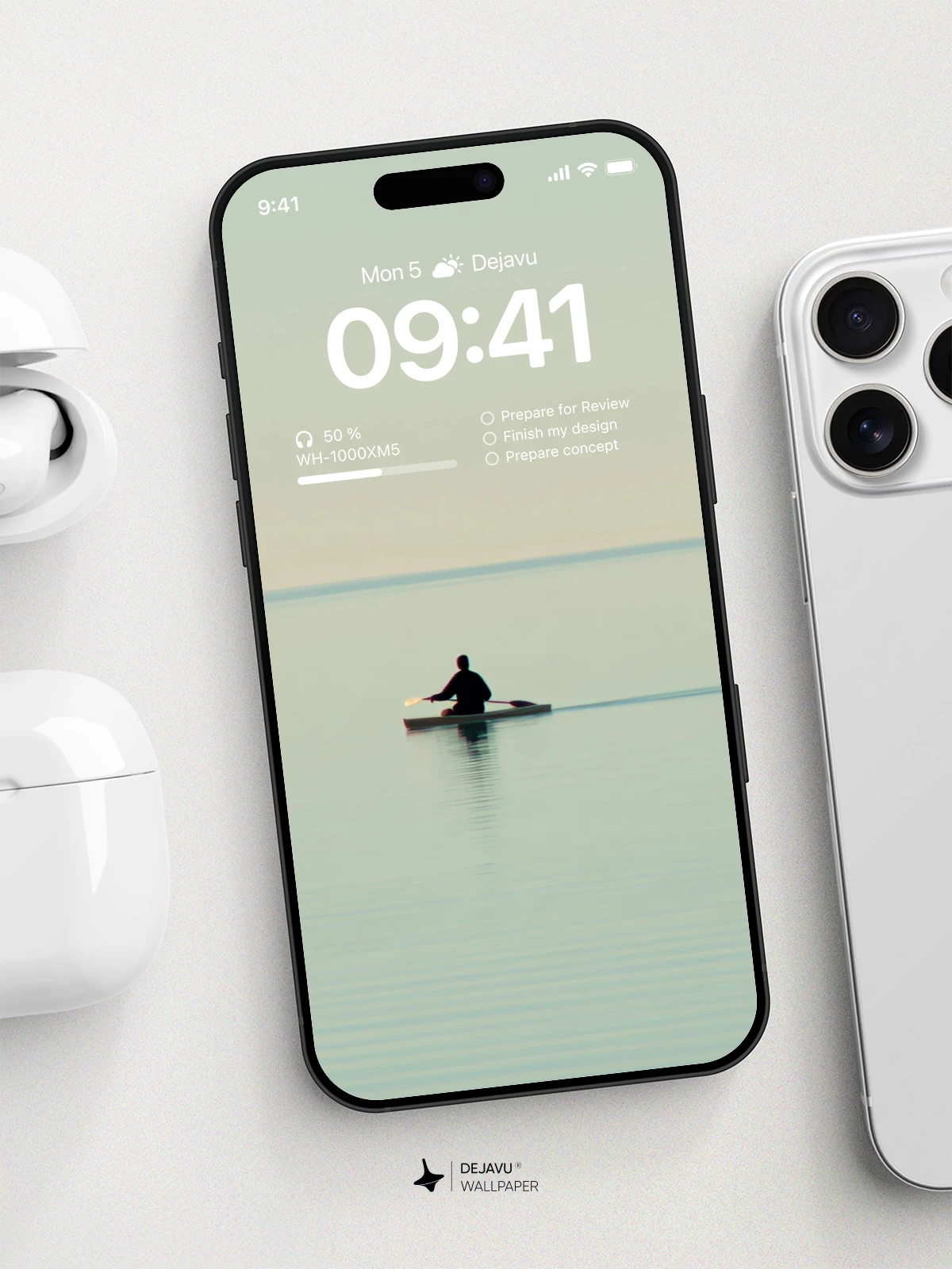 Kayaker Calm Water Wallpaper 4K Minimal Lock Screen