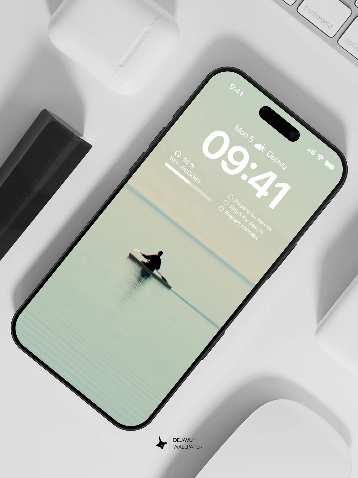 Kayaker Calm Water Wallpaper 4K Minimal Lock Screen