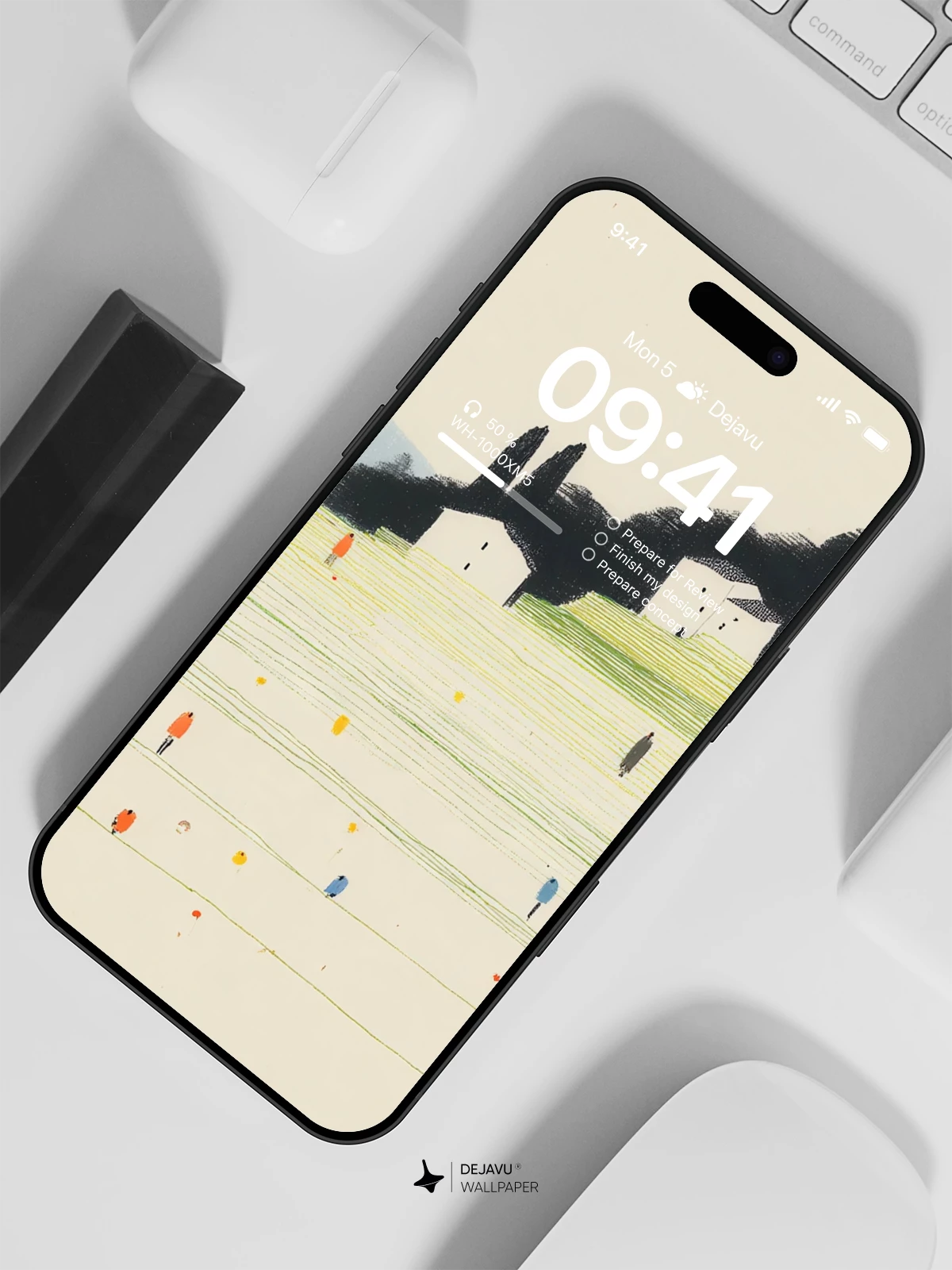 Minimalist Landscape Village Wallpaper 4K for iPhone Lock Screen