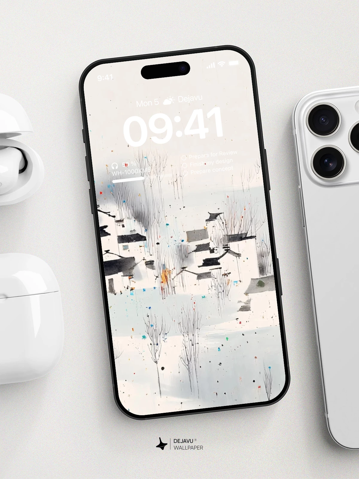 水墨村庄壁纸 4K iPhone锁屏
