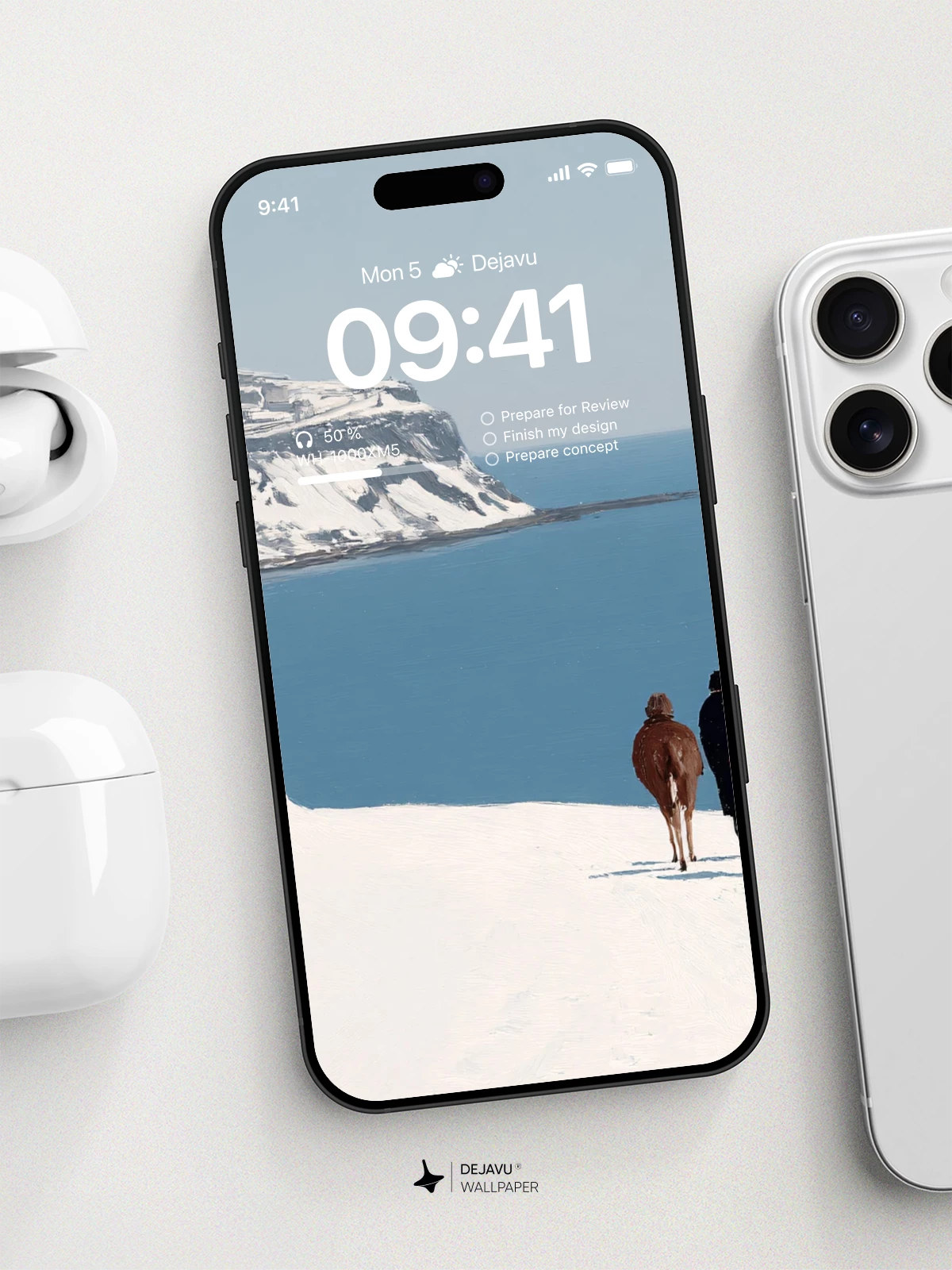 Snowy Cliff Horses Wallpaper 4K for Mobile Background
