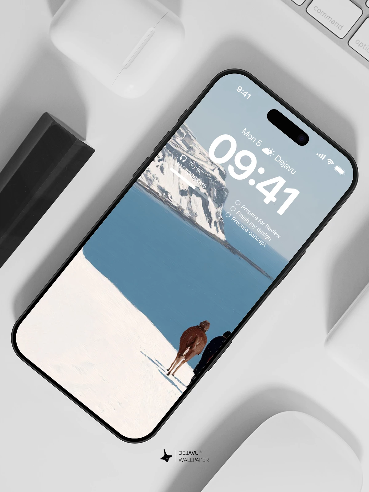 Snowy Cliff Horses Wallpaper 4K for Mobile Background