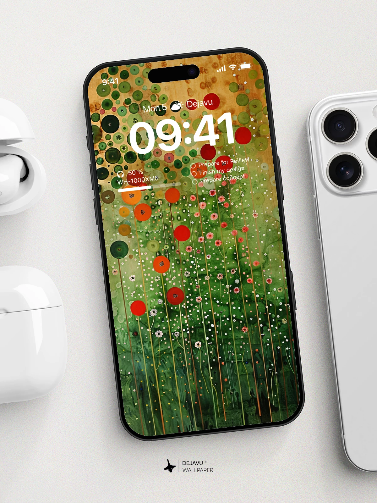 Abstract Green Floral Wallpaper 4K for iPhone Lock Screen