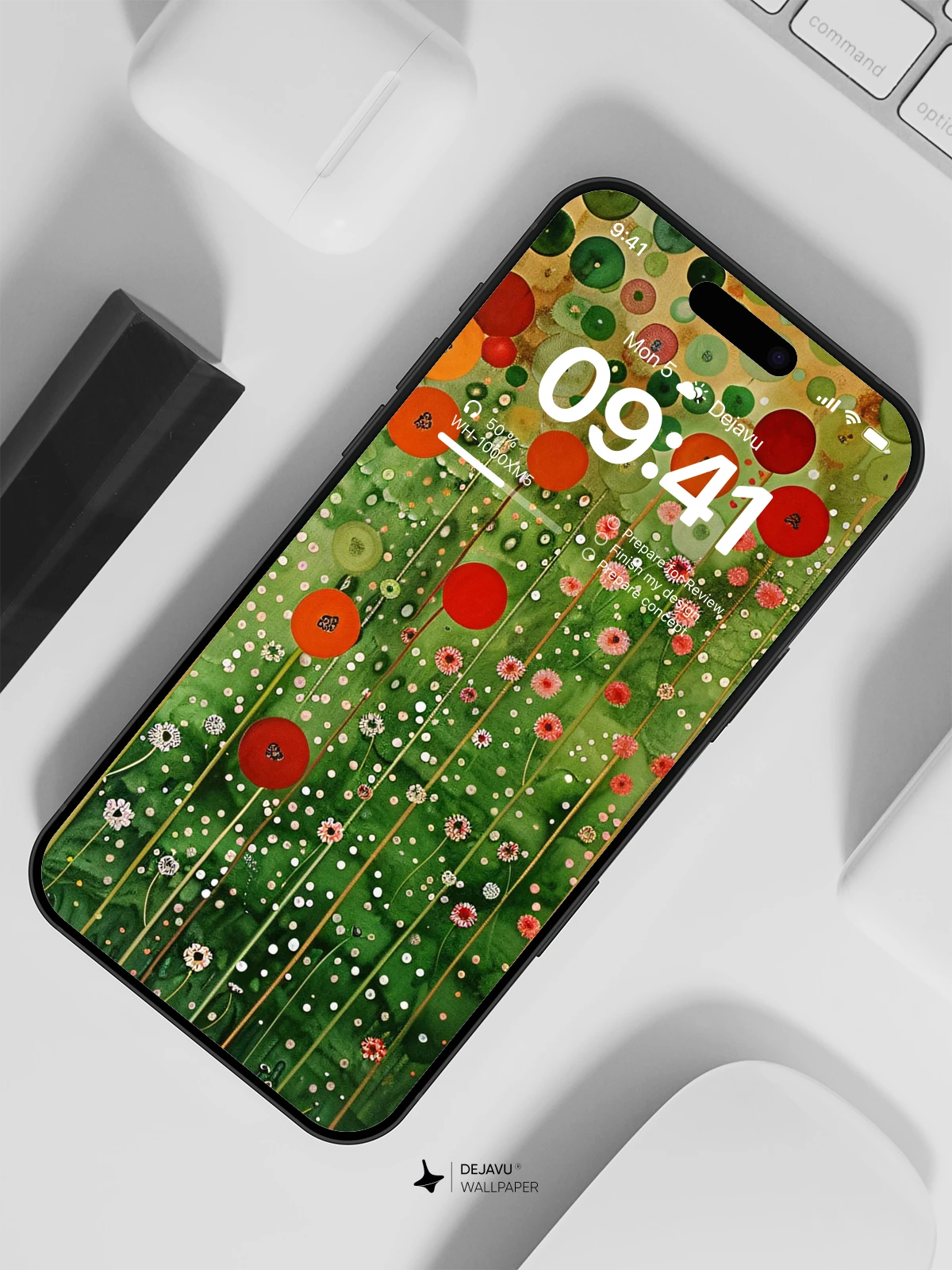 Abstract Green Floral Wallpaper 4K for iPhone Lock Screen