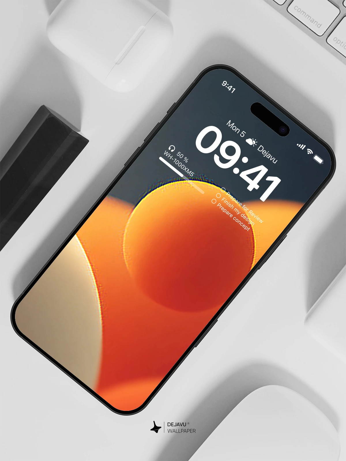 Orange and White Abstract Wallpaper 4K for iPhone Lock Screen
