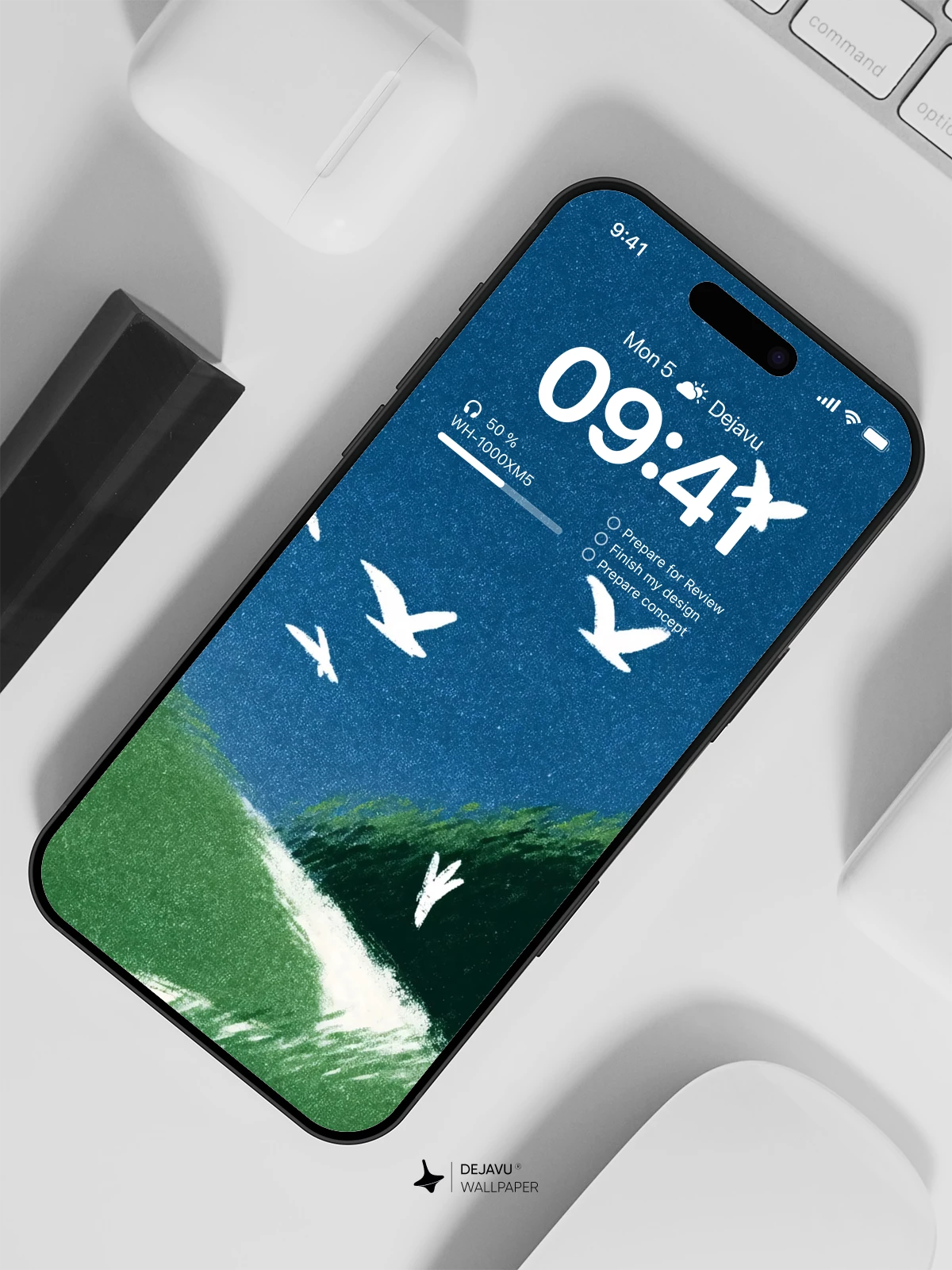 Green Hills and White Birds Wallpaper 4K for Mobile Background