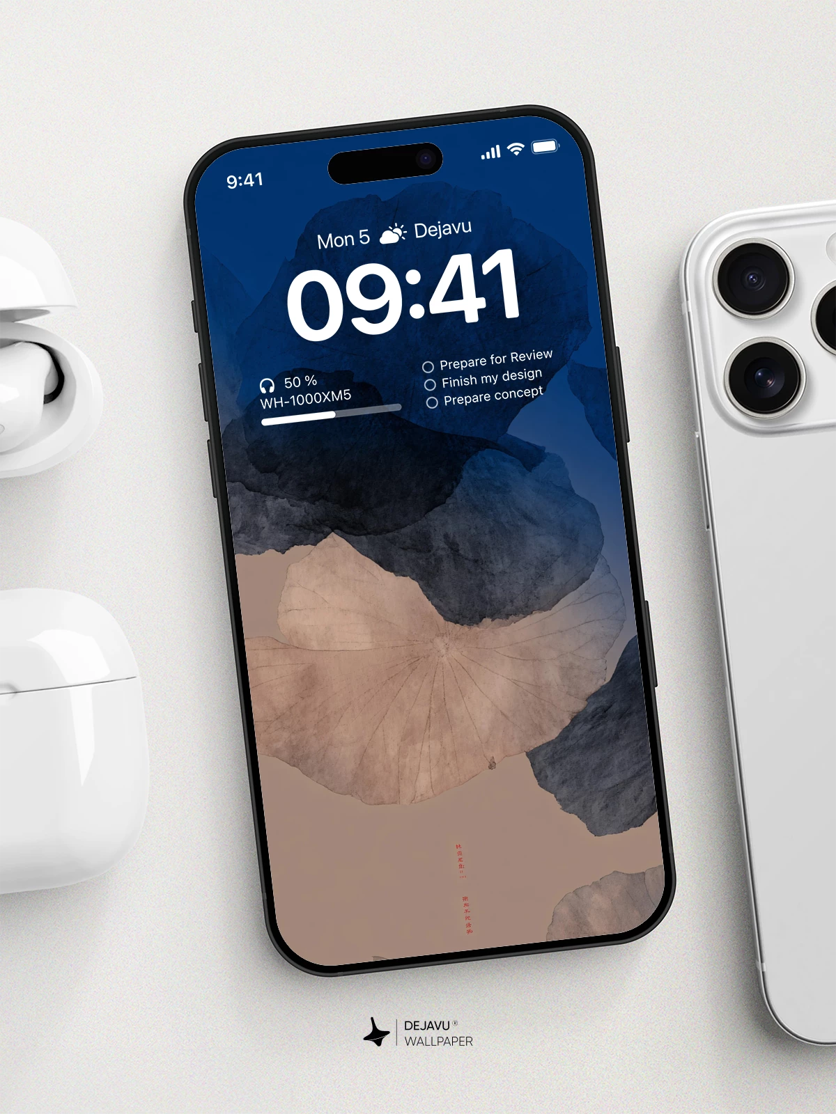 Blue and Beige Abstract Wallpaper 4K for iPhone Lock Screen