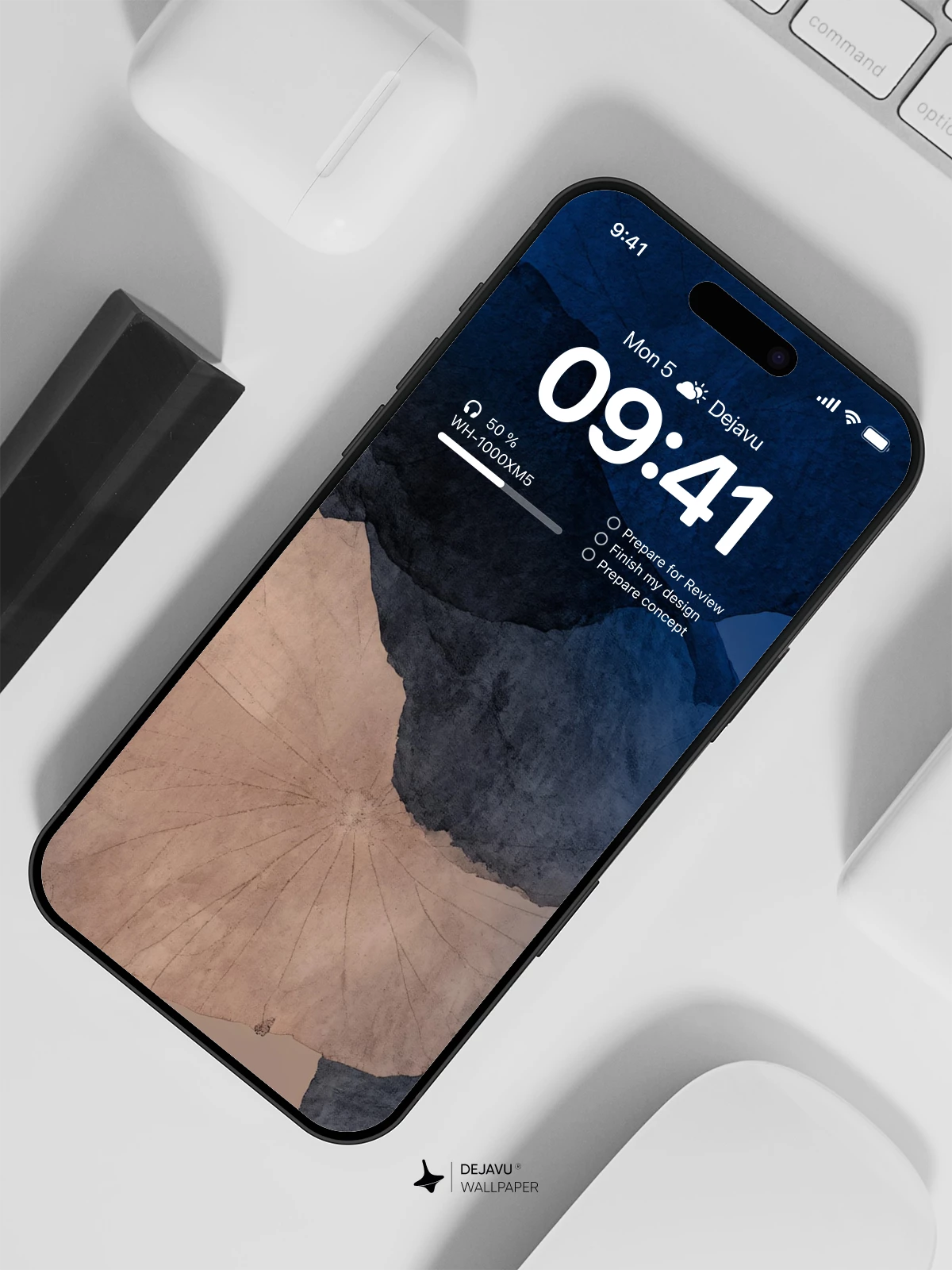 Blue and Beige Abstract Wallpaper 4K for iPhone Lock Screen