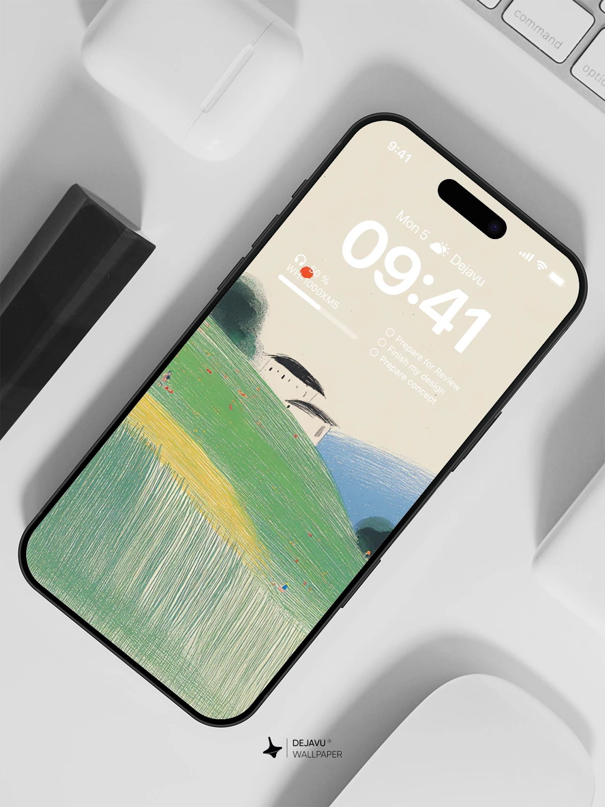 Minimalist Hillside Village Wallpaper 4K for iPhone Lock Screen