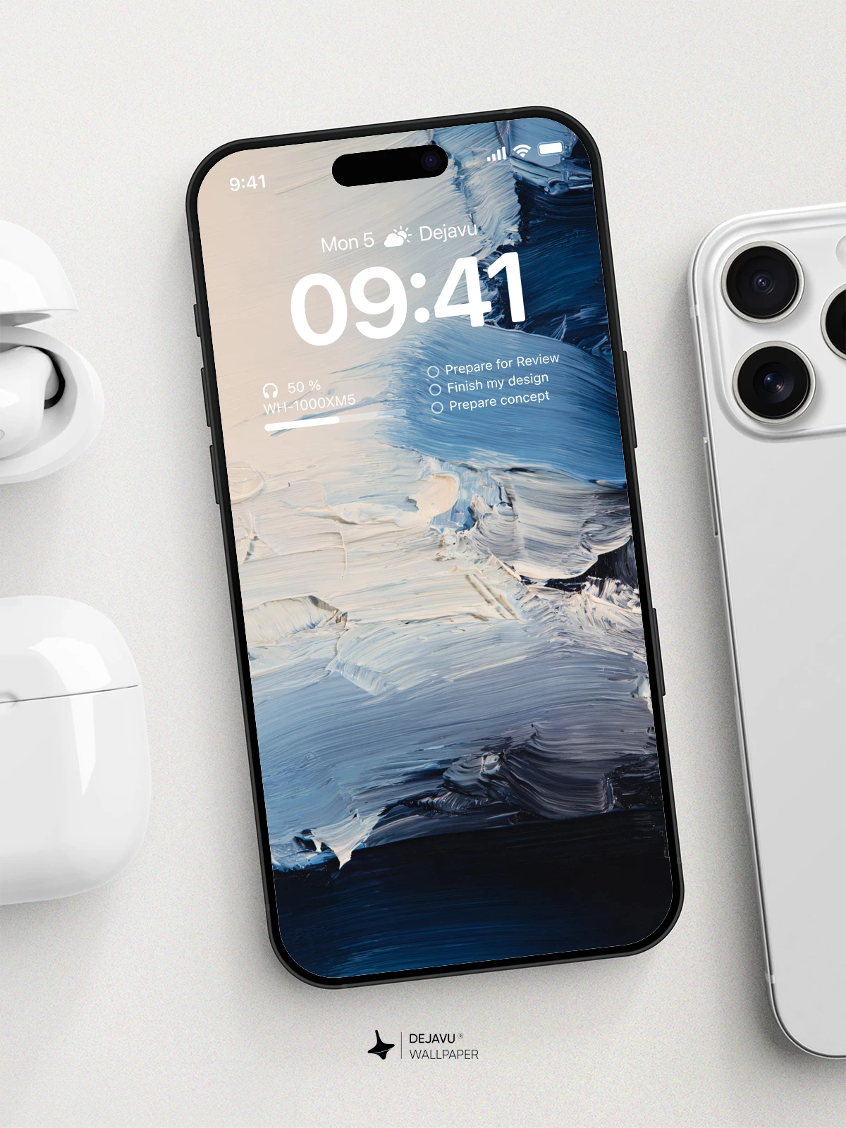 Abstract Blue and White Painted Wallpaper 4K for iPhone Lock Screen