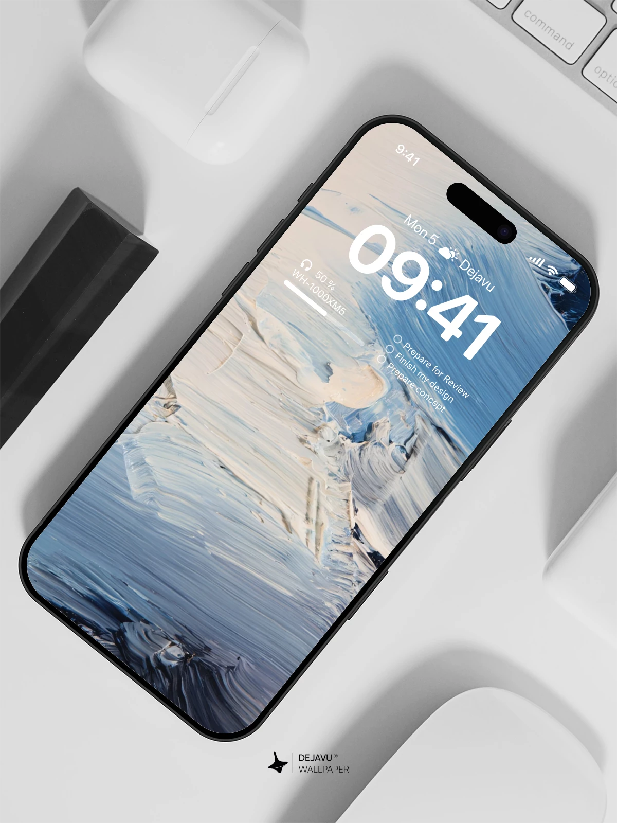 Abstract Blue and White Painted Wallpaper 4K for iPhone Lock Screen