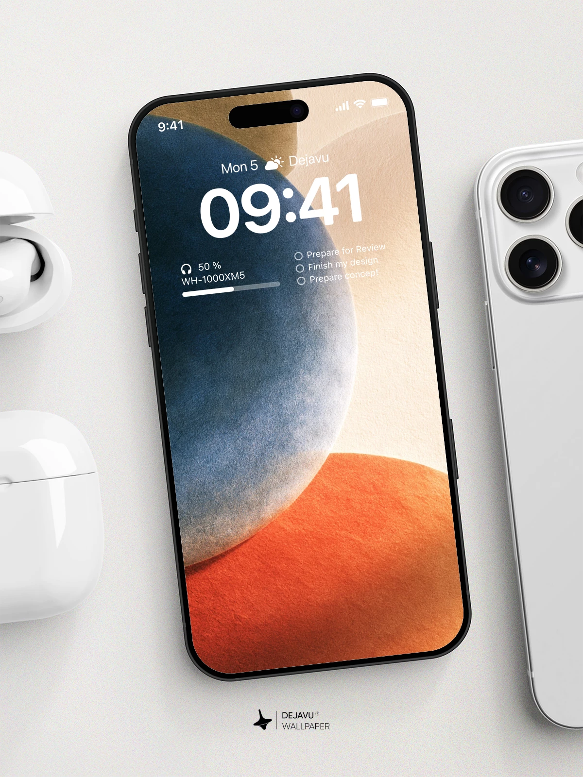 Abstract Blue Orange Beige Wallpaper 4K for iPhone Lock Screen