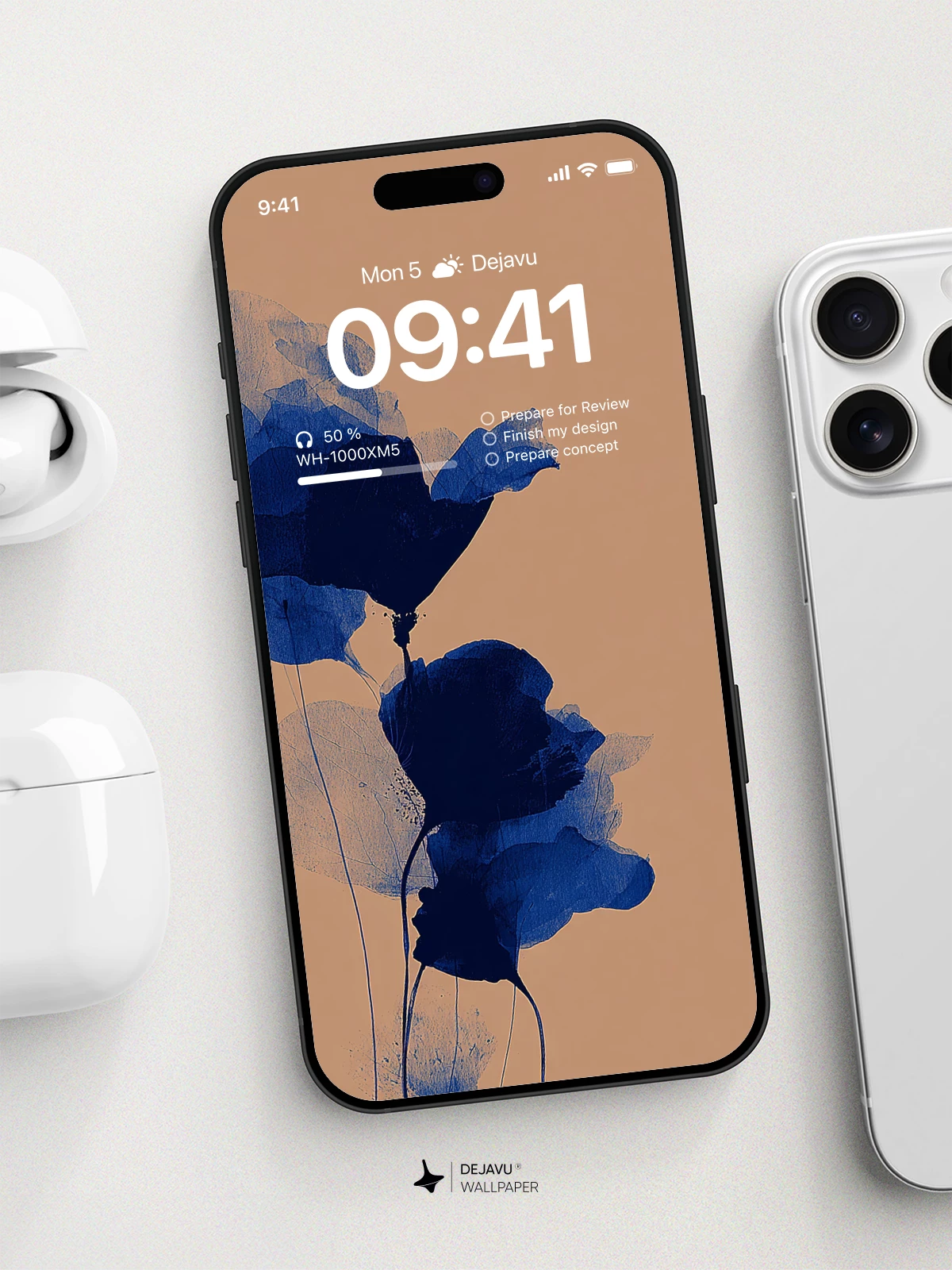 Blue Floral Wallpaper 4K AMOLED Display Wallpaper