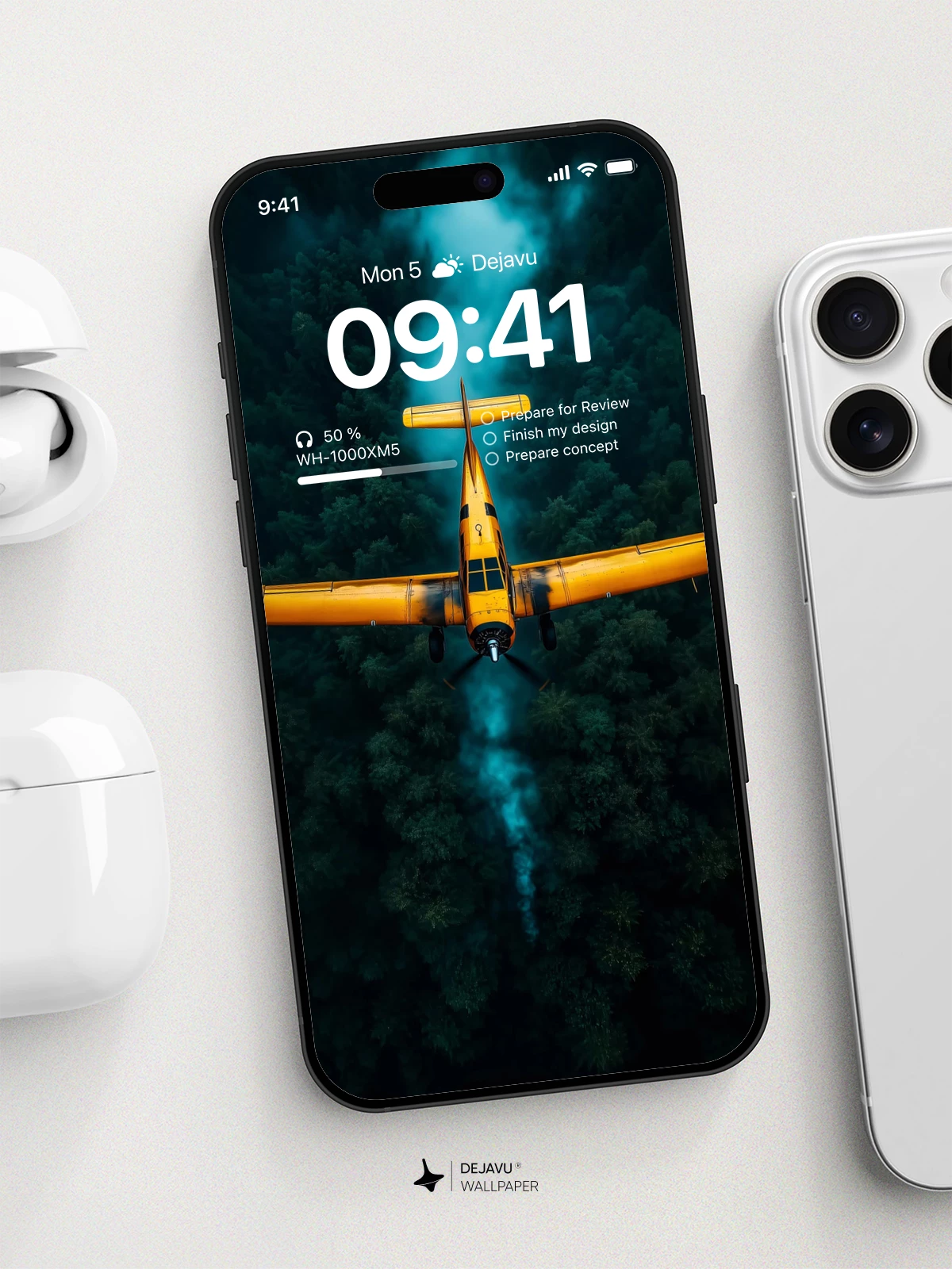 Yellow Plane Forest Wallpaper 4K for iPhone Lock Screen