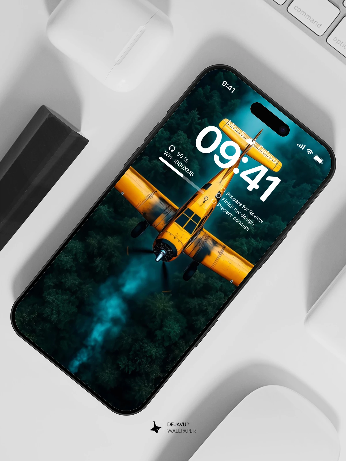 Yellow Plane Forest Wallpaper 4K for iPhone Lock Screen