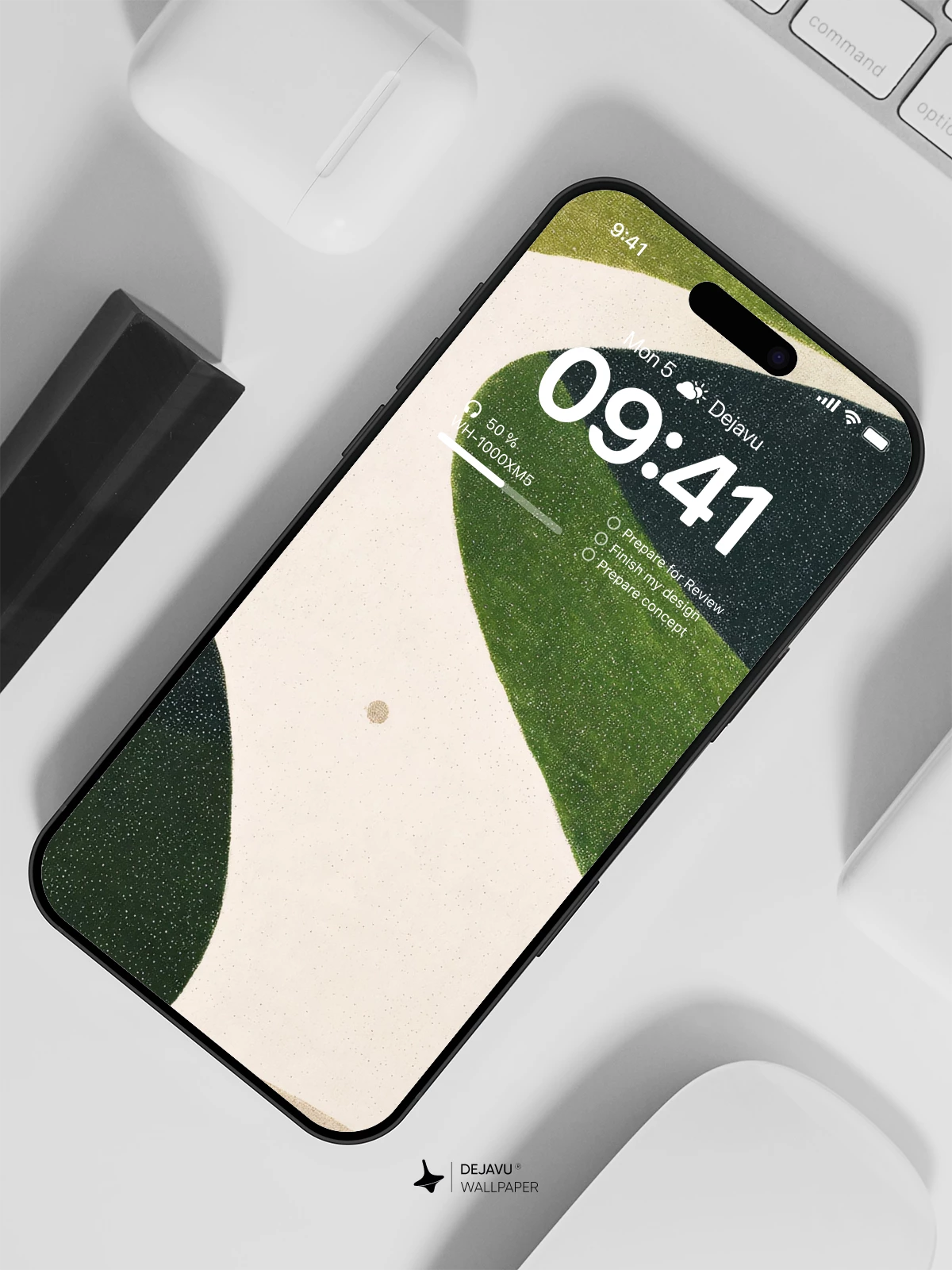 Abstract Green Landscape Wallpaper 4K for iPhone Lock Screen