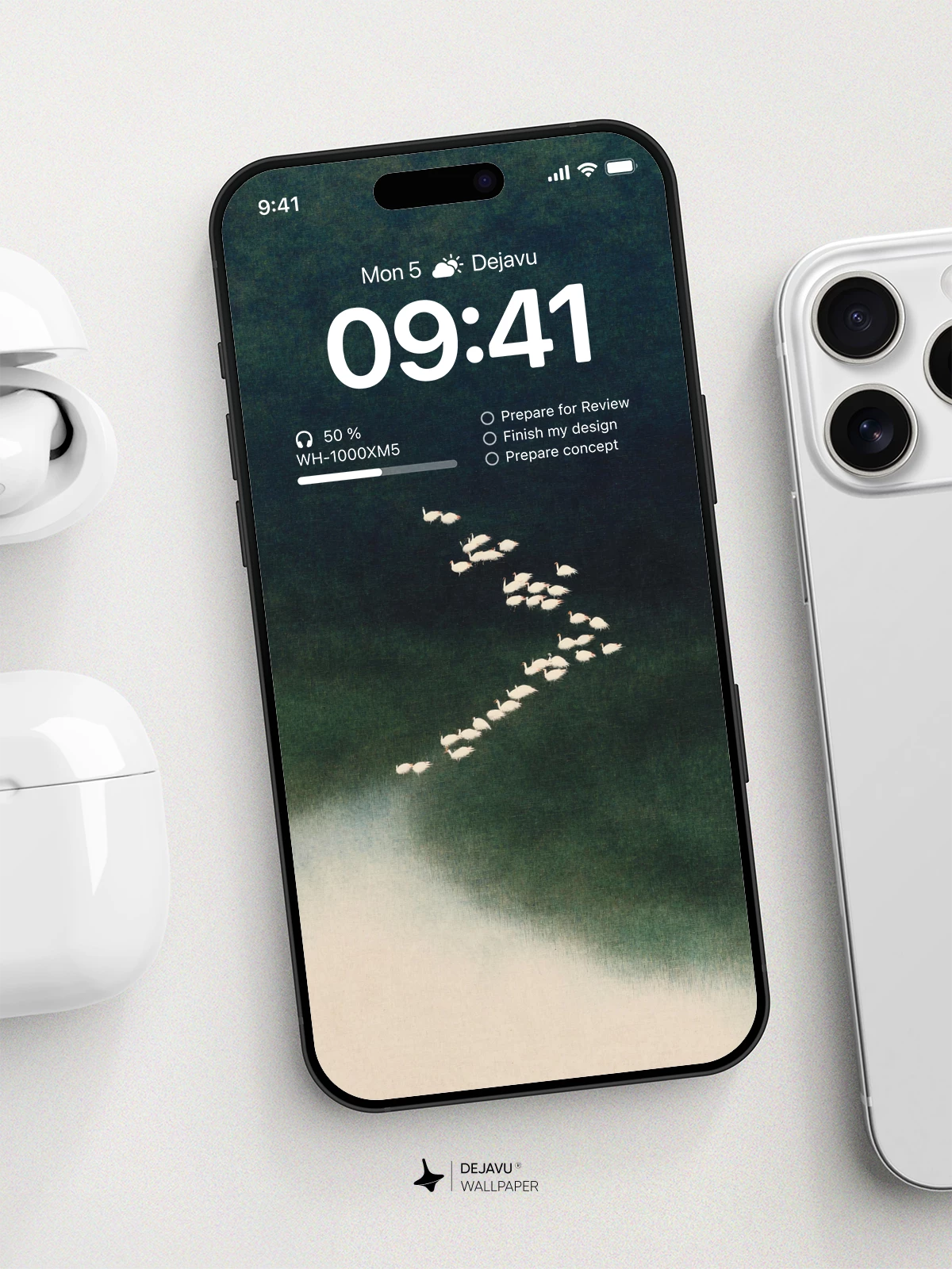White Geese Flying Formation Wallpaper 4K for iPhone Lock Screen