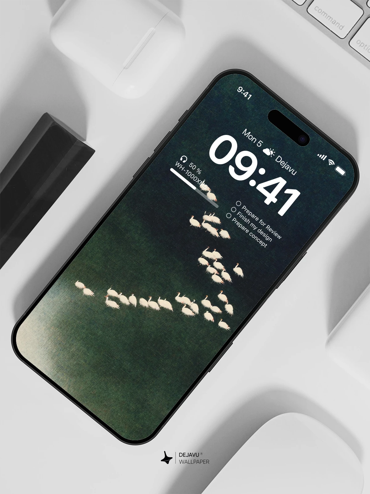 White Geese Flying Formation Wallpaper 4K for iPhone Lock Screen