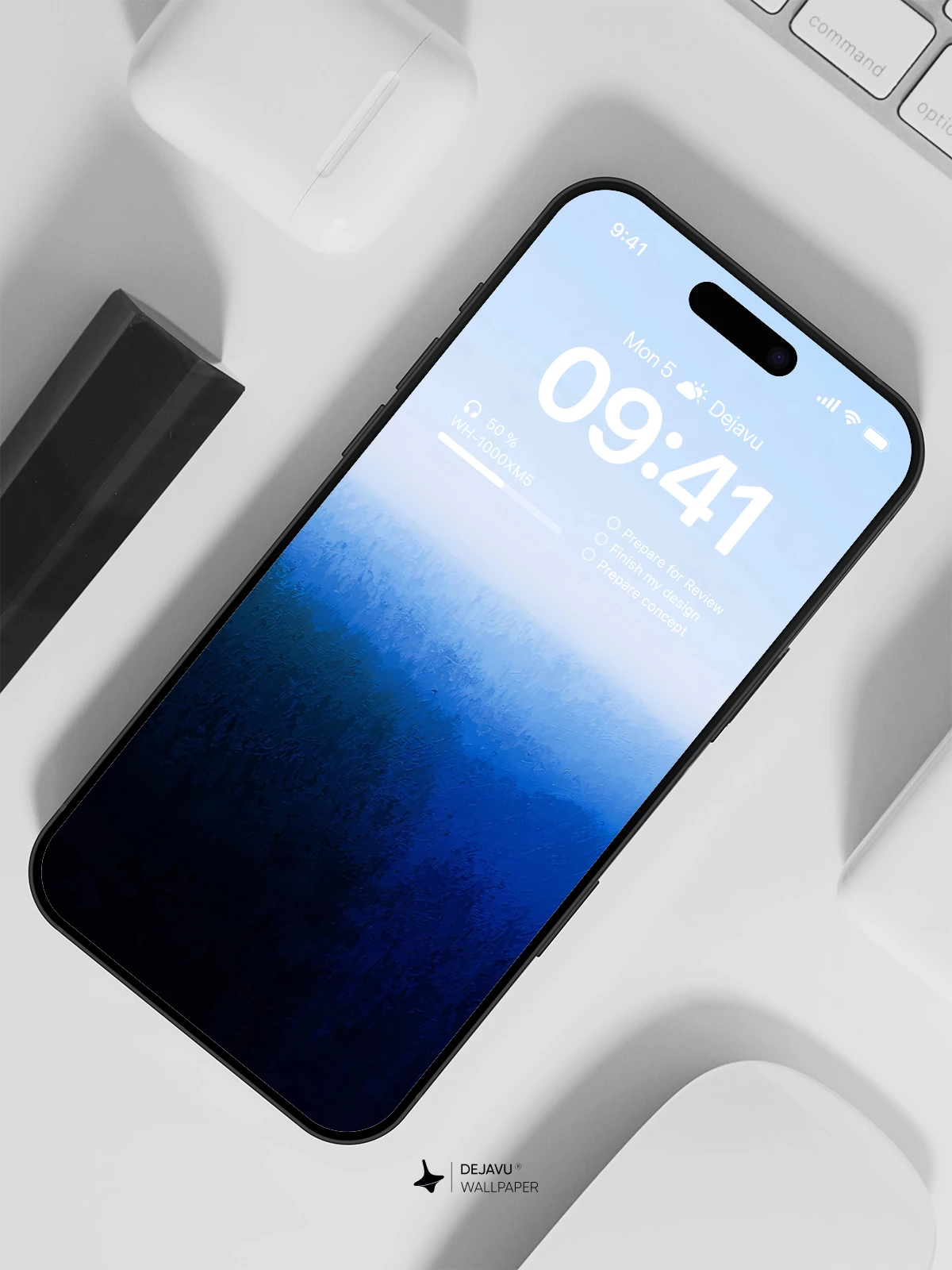 Blue Gradient Forest Landscape Wallpaper 4K for iPhone Lock Screen