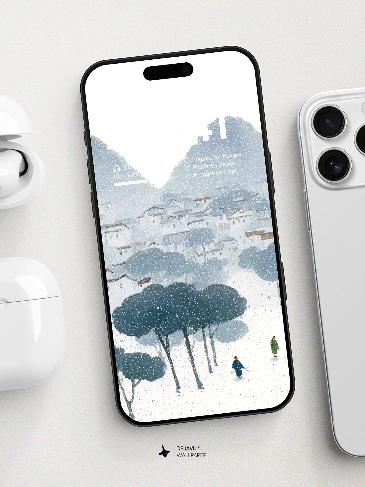 Winter Mountain Village Snowfall Wallpaper 4K for iPhone Lock Screen