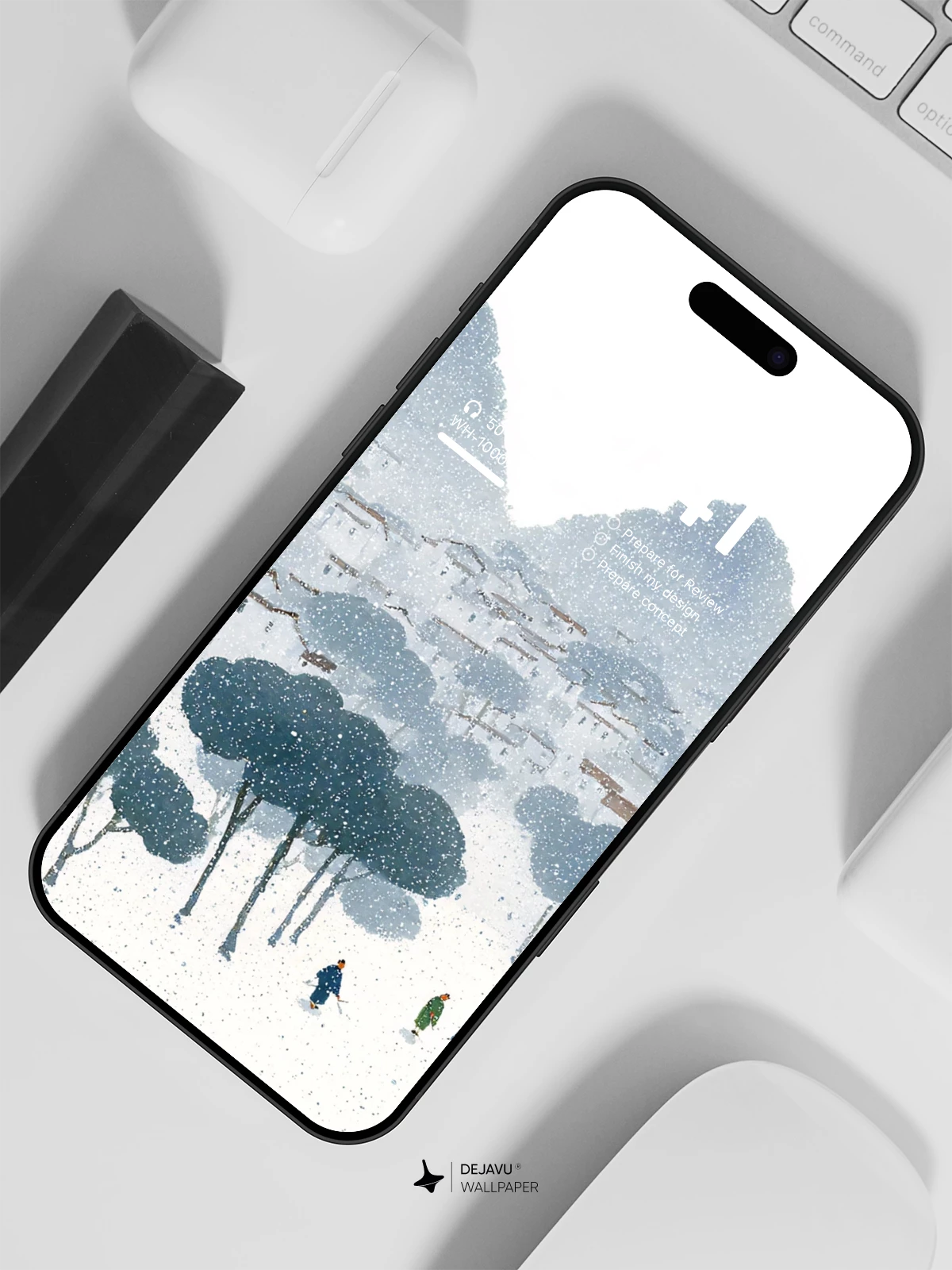 Winter Mountain Village Snowfall Wallpaper 4K for iPhone Lock Screen