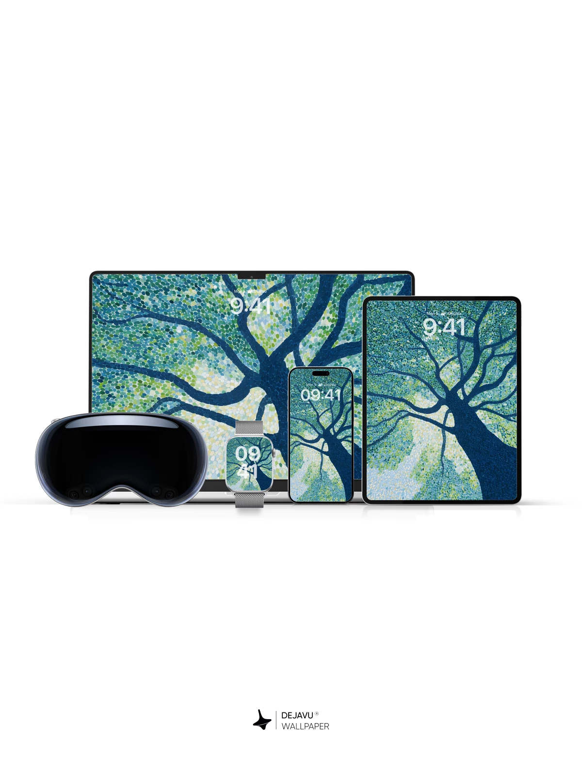 Pointillist Tree Nature Wallpaper 4K for iPhone Lock Screen