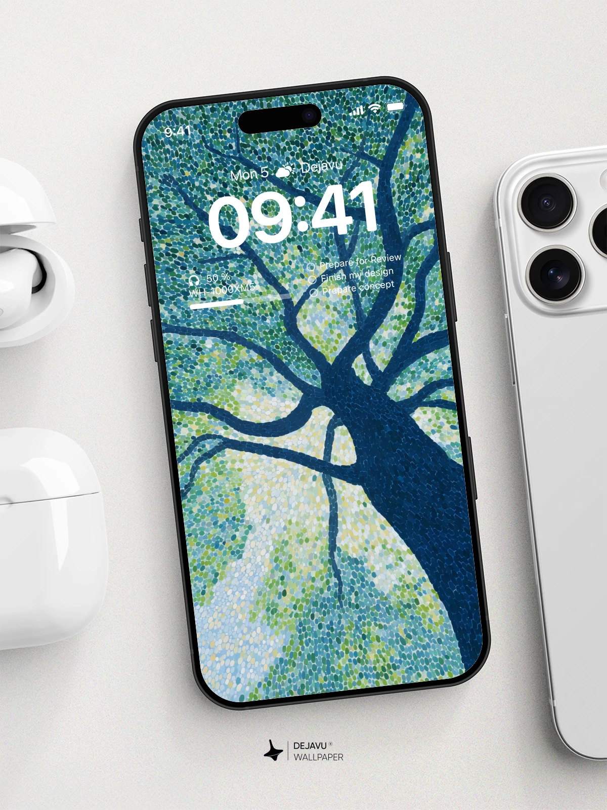 Pointillist Tree Nature Wallpaper 4K for iPhone Lock Screen