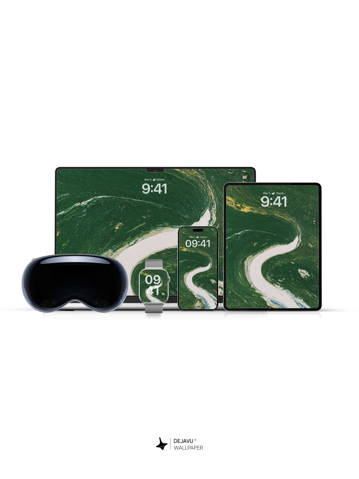 Abstract Green River Landscape Wallpaper 4K for iPhone Lock Screen