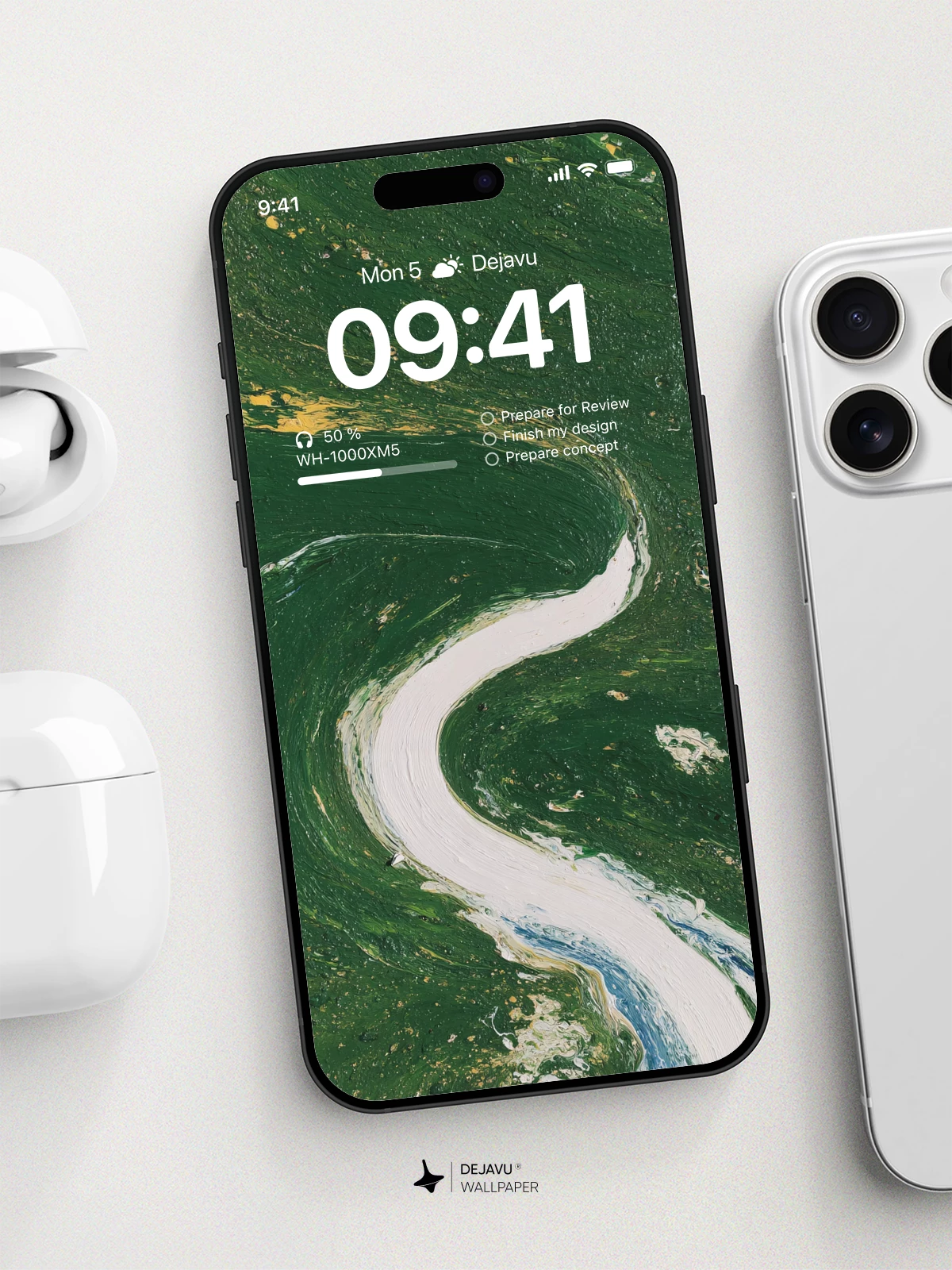 Abstract Green River Landscape Wallpaper 4K for iPhone Lock Screen