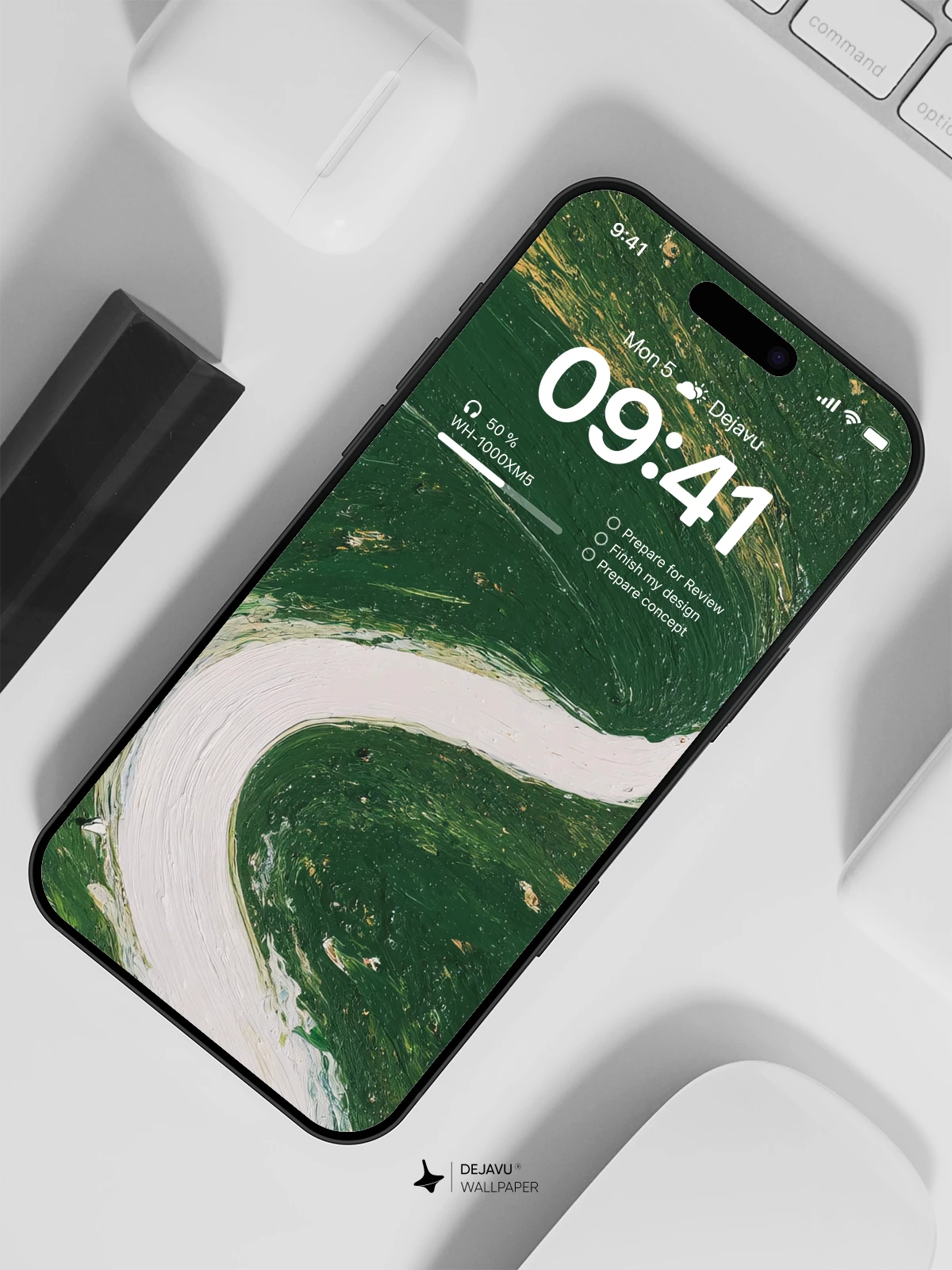 Abstract Green River Landscape Wallpaper 4K for iPhone Lock Screen